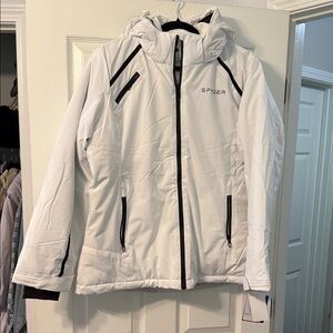 Spyder White Ski Jacket with Black Trim